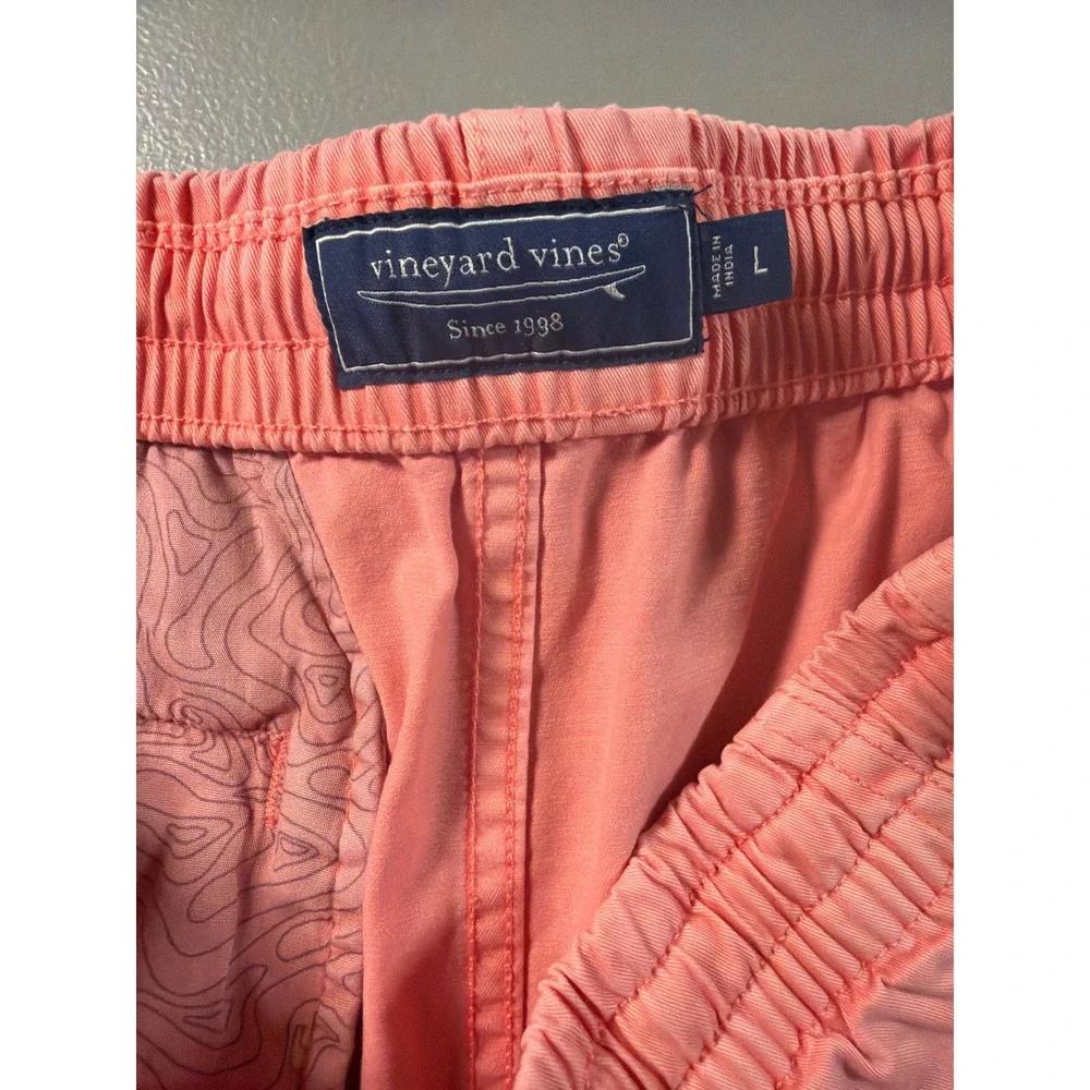 Vineyard Vines Shorts Mens Large Pink Coral Elastic Waist Cotton Stretch Casual